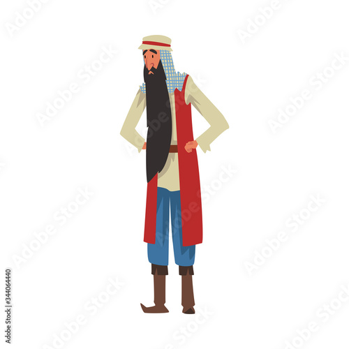 Arab Man, Arabian Fairy Tale Cartoon Character Vector Illustration photo