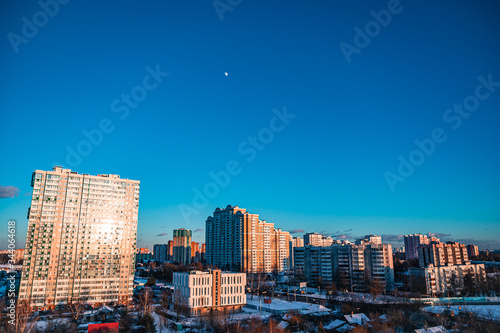 Photography moscow city skyline at night