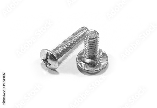 tapping screws made od steel, metal screw, iron screw, chrome screw, screws as a background, wood screw, white background