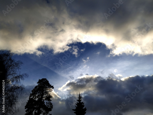 White clouds on the blue sky 