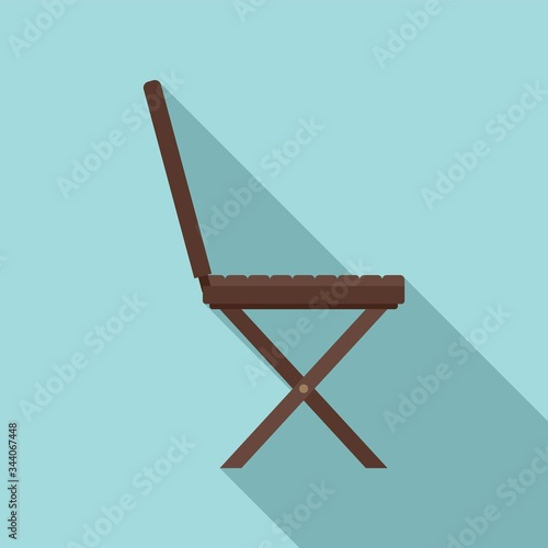 Portable wood chair icon. Flat illustration of portable wood chair vector icon for web design