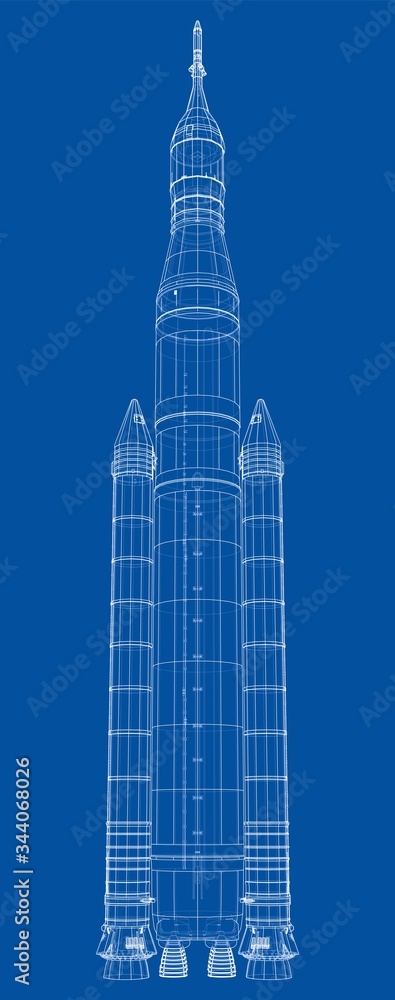 Space rocket concept outline. Vector