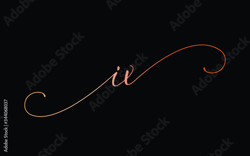 ix or i, x Lowercase Cursive Letter Initial Logo Design, Vector Template