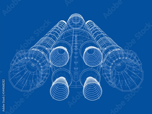 Space rocket concept outline. Vector