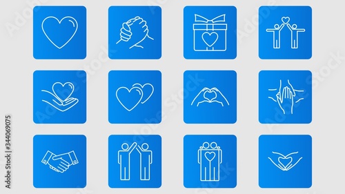 Friendship and love line icons

.Trust handshake, social responsibility icons.vector illustration