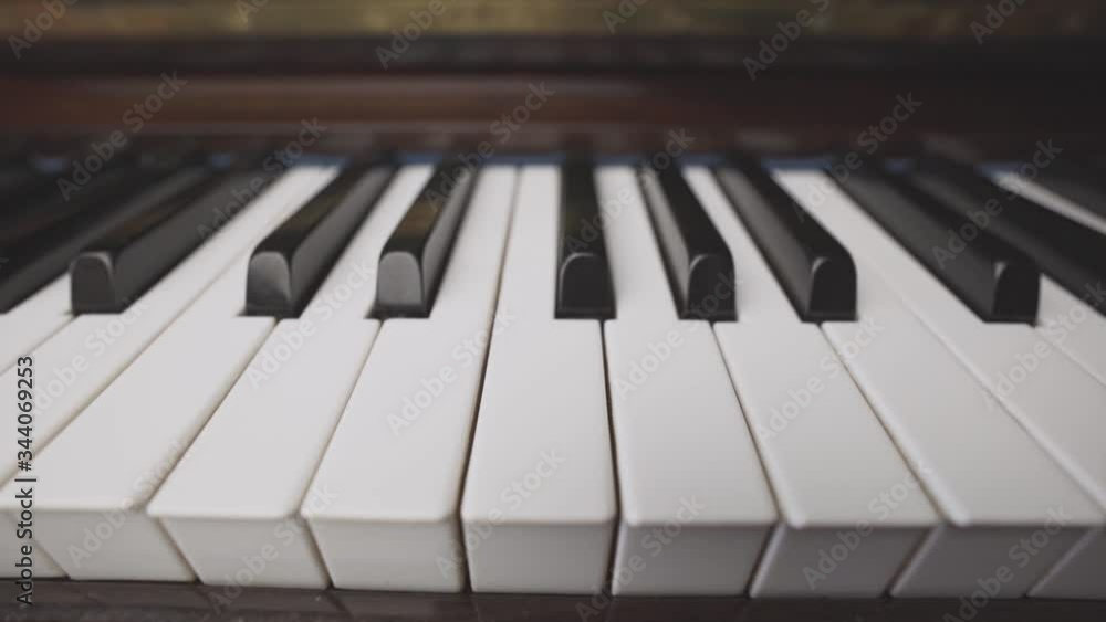 Piano white and black keys wide lens close-up Piano white and black keys wide lens close-up