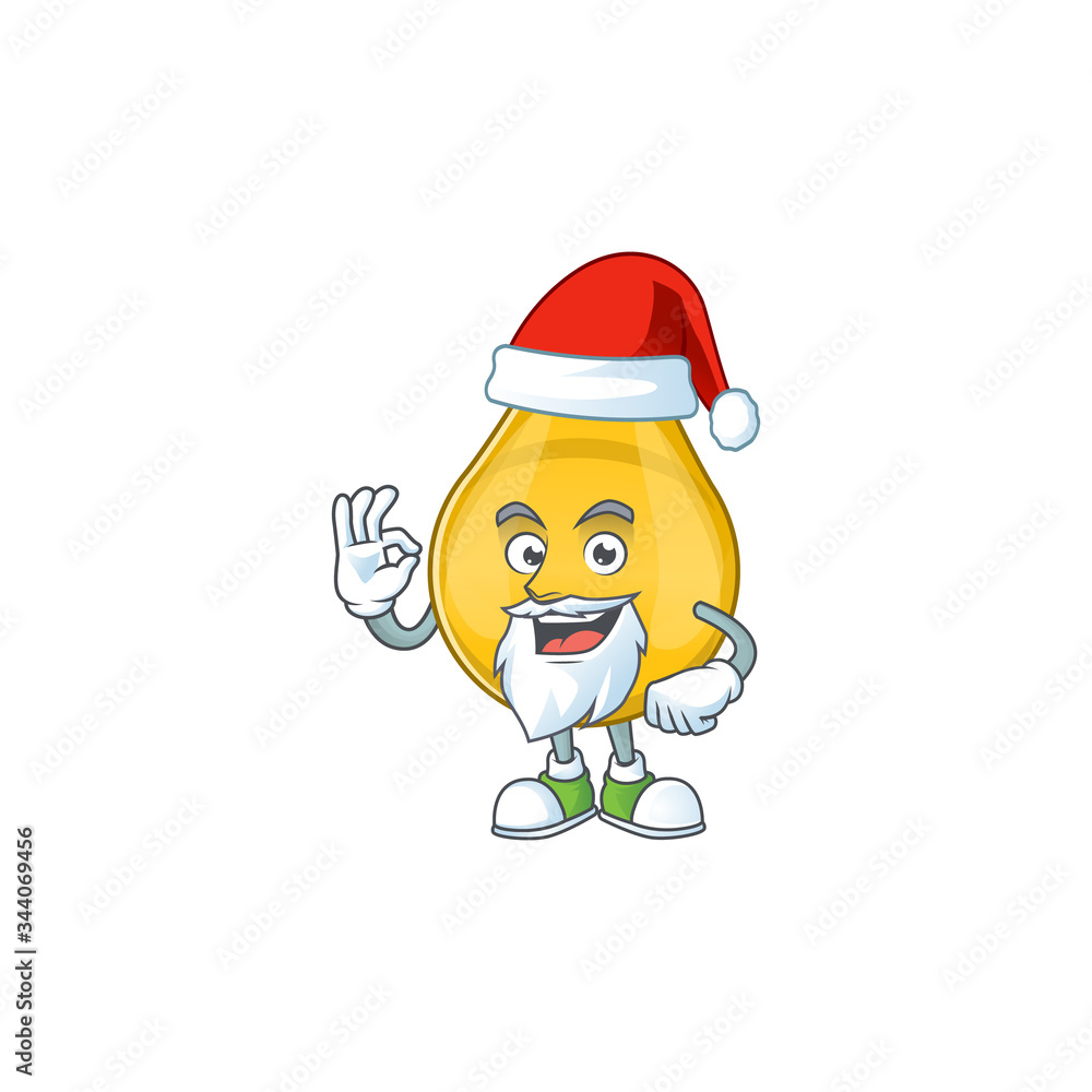 Friendly gold hair serum Santa cartoon character design with ok finger Friendly gold hair serum Santa cartoon character design with ok finger