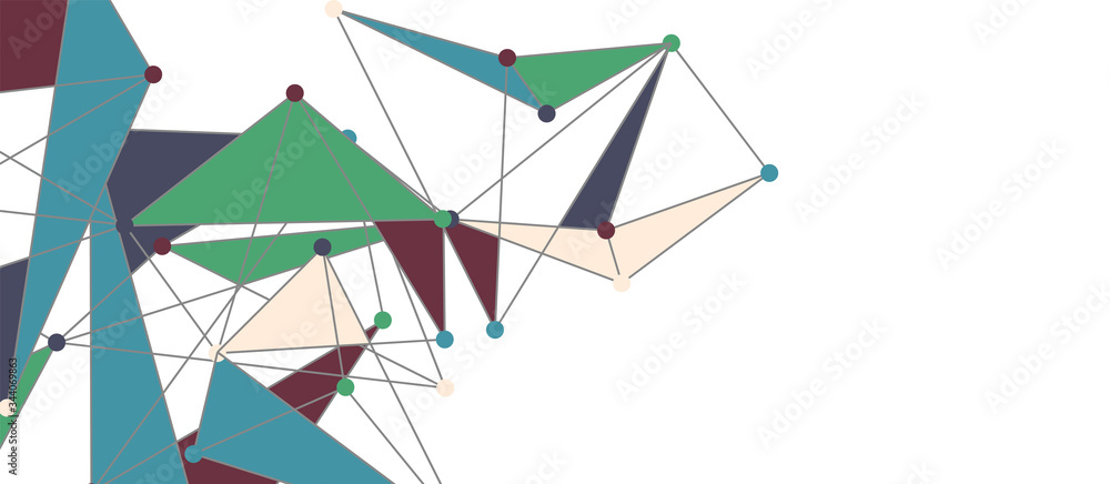 Obraz premium Line points connections, triangular technology design. Abstract geometric background