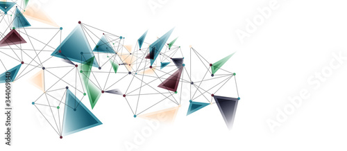 Line points connections, triangular technology design. Abstract geometric background