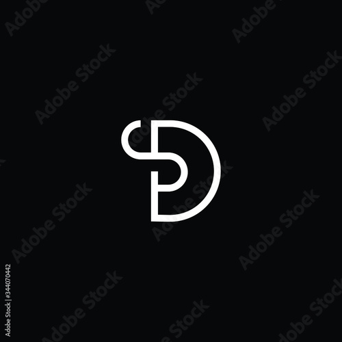 Minimal elegant monogram art logo. Outstanding professional trendy awesome artistic DS SD initial based Alphabet icon logo. Premium Business logo White color on black background