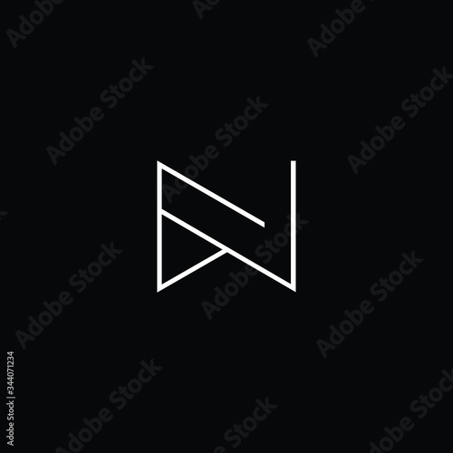 Minimal elegant monogram art logo. Outstanding professional trendy awesome artistic N CN NC initial based Alphabet icon logo. Premium Business logo White color on black background