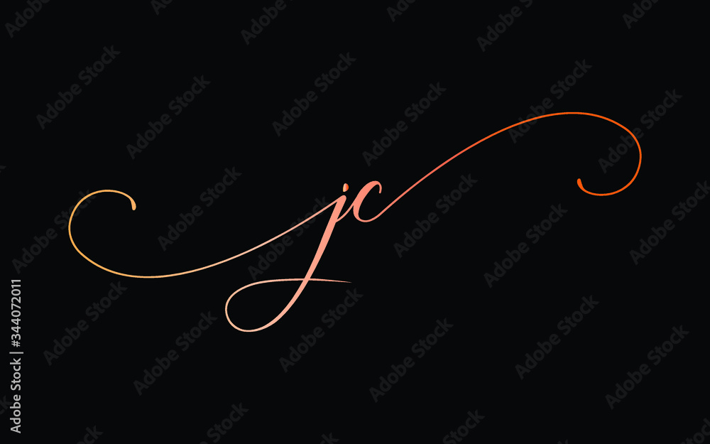 jc or j, c Lowercase Cursive Letter Initial Logo Design, Vector