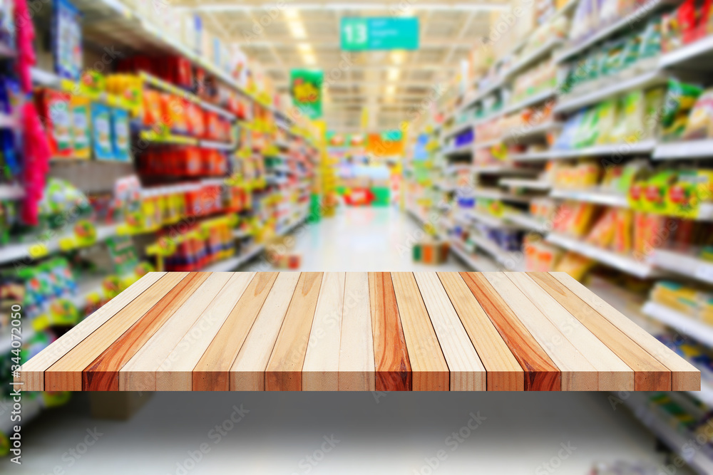 wooden floor on the supermarket