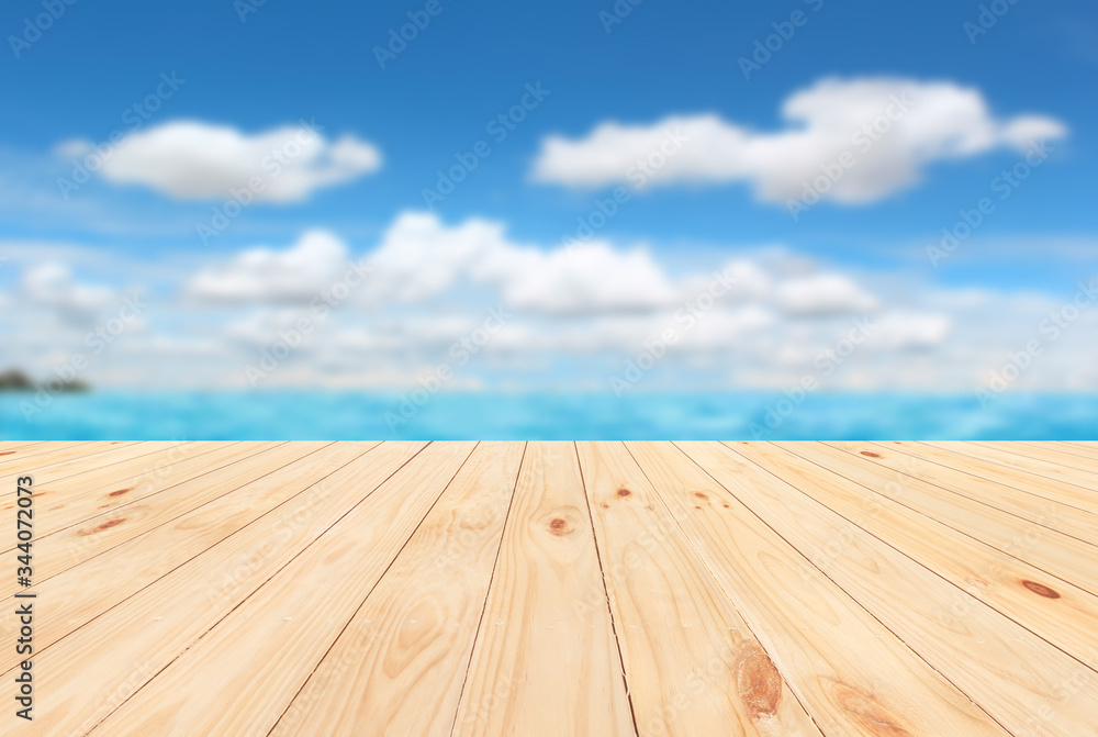 wooden floor and blue sky wooden floor and blue sky