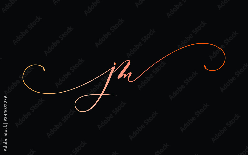 jm or j, m Lowercase Cursive Letter Initial Logo Design, Vector ...