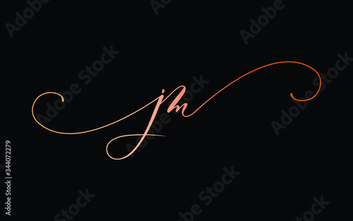 jm or j, m Lowercase Cursive Letter Initial Logo Design, Vector Template