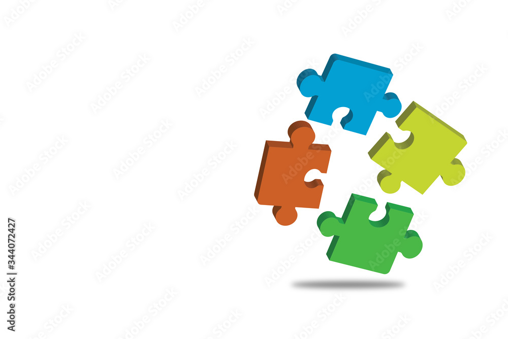 3 dimension jigsaw puzzle toy pieces solution isolated on white background, 3d element,innovative or creative collaboration team building and business opportunities idea concept 3 dimension jigsaw puzzle toy pieces solution isolated on white background, 3d element,innovative or creative collaboration team building and business opportunities idea concept
