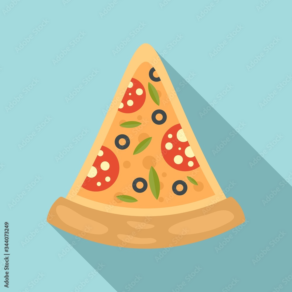 Pepperoni pizza slice icon. Flat illustration of pepperoni pizza slice vector icon for web design Pepperoni pizza slice icon. Flat illustration of pepperoni pizza slice vector icon for web design