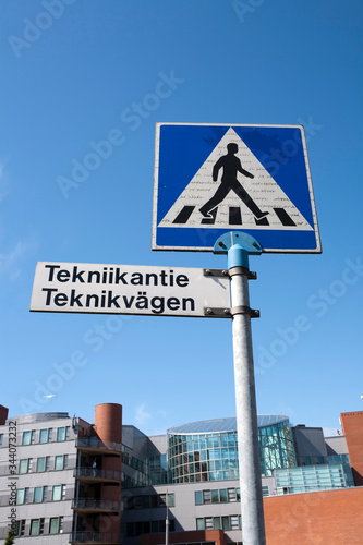 bilingual street sign, Otaniemi Espoo Finland photo