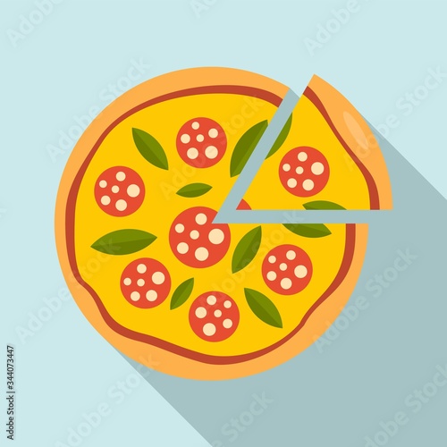 Slice sausage pizza icon. Flat illustration of slice sausage pizza vector icon for web design