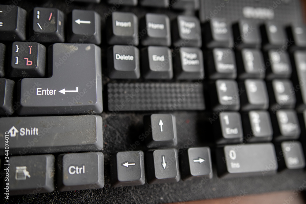 close-up of computer black keyboard close-up of computer black keyboard