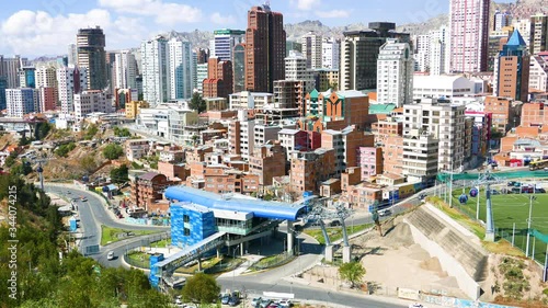 La Paz Bolivia cable car station blue line in the city center photo