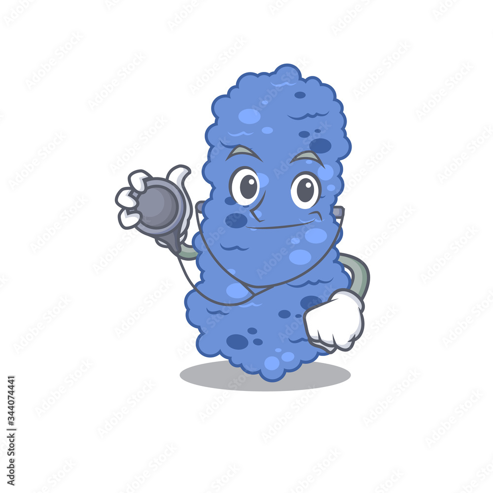 Fototapeta premium Burkholderia bacteria in doctor cartoon character with tools