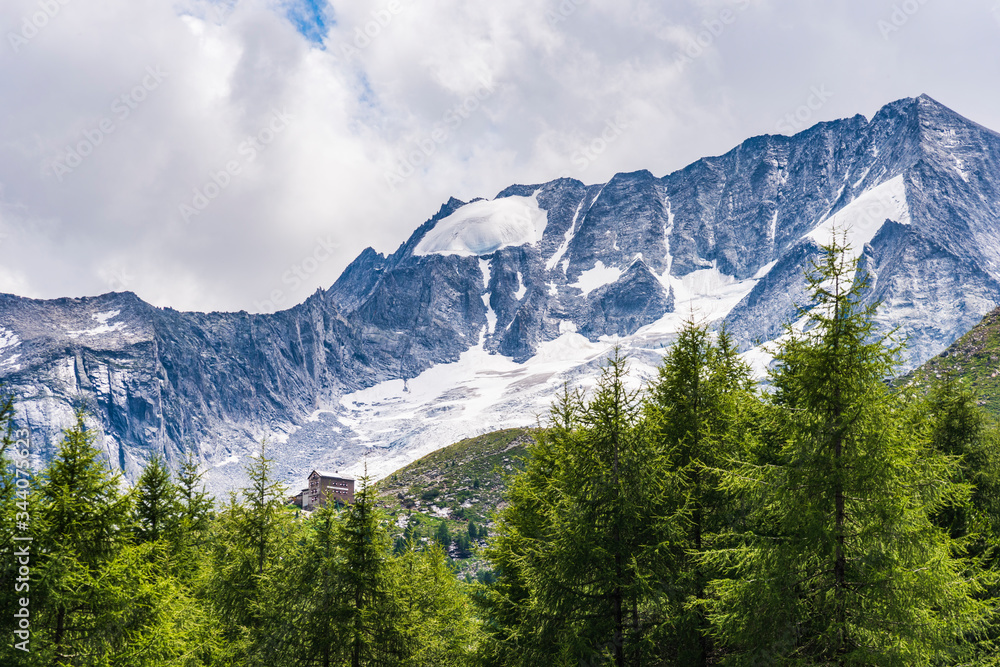 Castle of Tures and peaks of Selva dei Molini. Dream South Tyrol. Roma refuge. Italy.