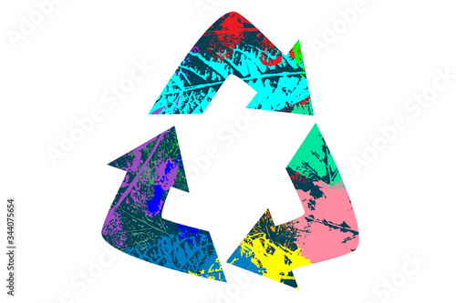 EPS 10 vector. Recycle sign made with leaves in different colors. 