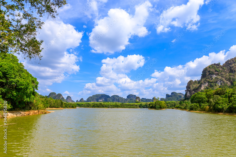 Nong Thale, peaceful lake in Krabi, famous tourist destination for photography during sunrise Nong Thale, peaceful lake in Krabi, famous tourist destination for photography during sunrise