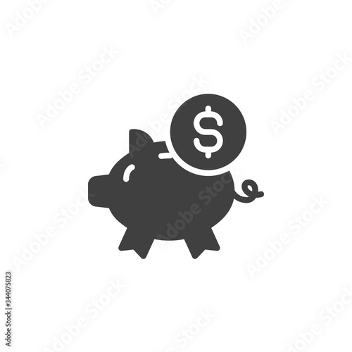 Piggy bank and dollar coin vector icon. filled flat sign for mobile concept and web design. Dollar money savings glyph icon. Symbol, logo illustration. Vector graphics