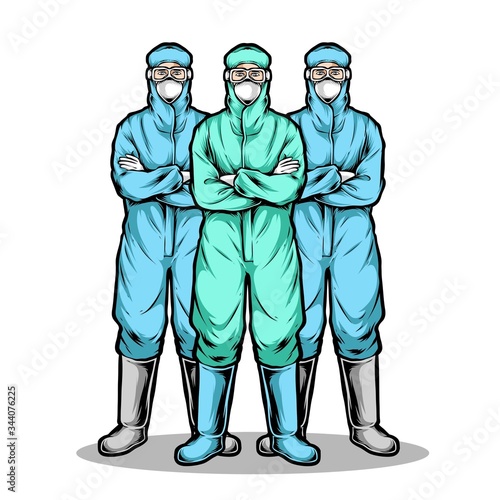 man wearing hazmat suit vector