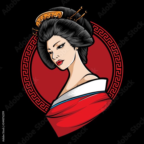 japanese  geisha character vector logo