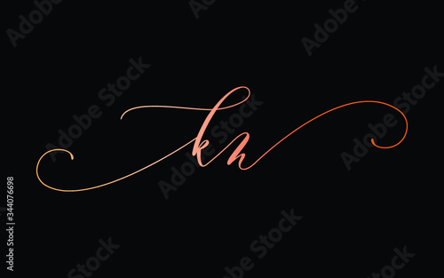 kn or k, n Lowercase Cursive Letter Initial Logo Design, Vector Template