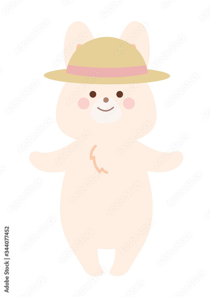 麦わら帽子をかぶって熱中症対策するうさぎ 麦わら帽子をかぶって熱中症対策するうさぎ