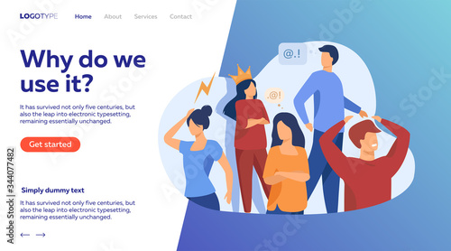 Group of people with problem behavior. Arrogant, angry, bored, selfish, proud man and woman failing in communication. Vector illustration for society, social skills concept