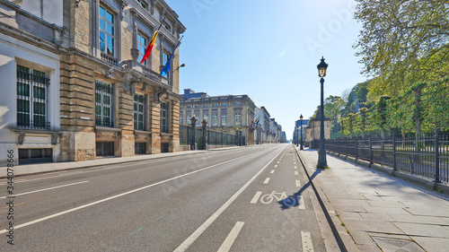  Street of the law and Royal park  at Brussels without any people © pbombaert