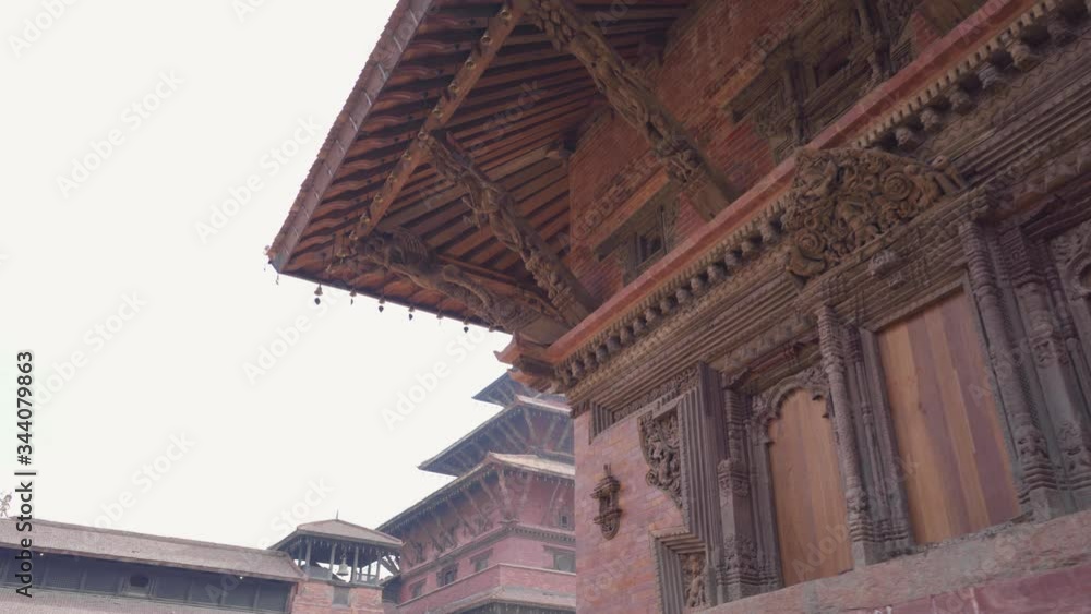Patan Durbar Square - Magnificent Ancient Architectural Design - Kathmandu Nepal - Tilted panning shot Patan Durbar Square - Magnificent Ancient Architectural Design - Kathmandu Nepal - Tilted panning shot