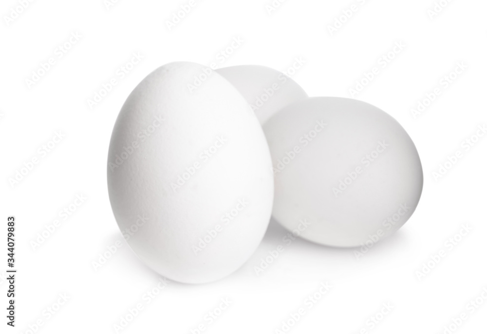 Fresh raw chicken eggs isolated on white Fresh raw chicken eggs isolated on white