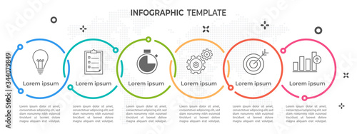 Timeline circle infographic  template 6 options or steps.