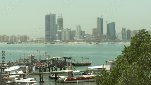 A view of the Diplomatic Area in Manama, Bahrain shot from the Alghous fishing port in Muharraq photo