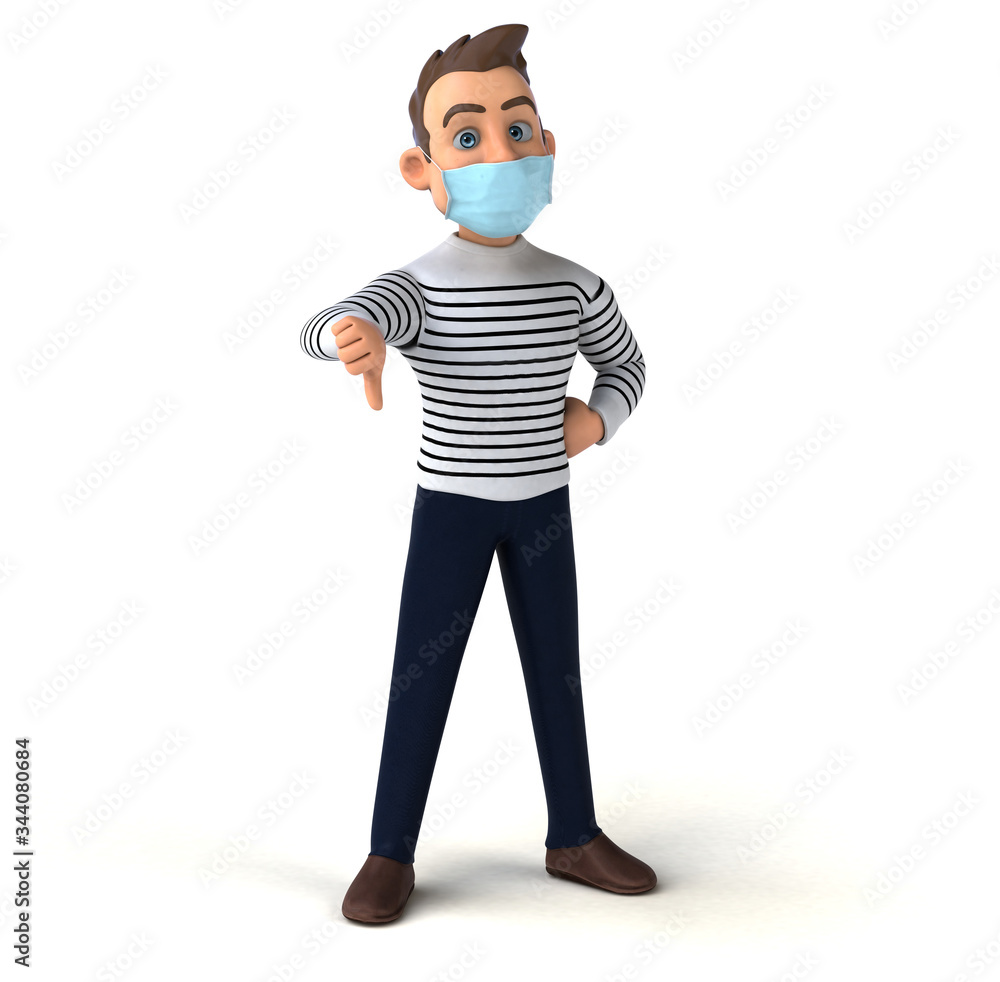 3D illustration of a cartoon character with a mask 3D illustration of a cartoon character with a mask
