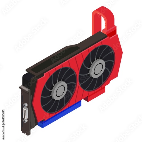 Mining video card. Miner of GPUcrypto currency. Virtual money. Vector illustration