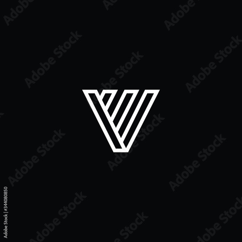 Minimal elegant monogram art logo. Outstanding professional trendy awesome artistic WV VE EV initial based Alphabet icon logo. Premium Business logo White color on black background