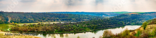 Panoramic view over the Rusenski Lom national park, Malki Lom river, Ruse district, Svalenika village, Bulgaria photo