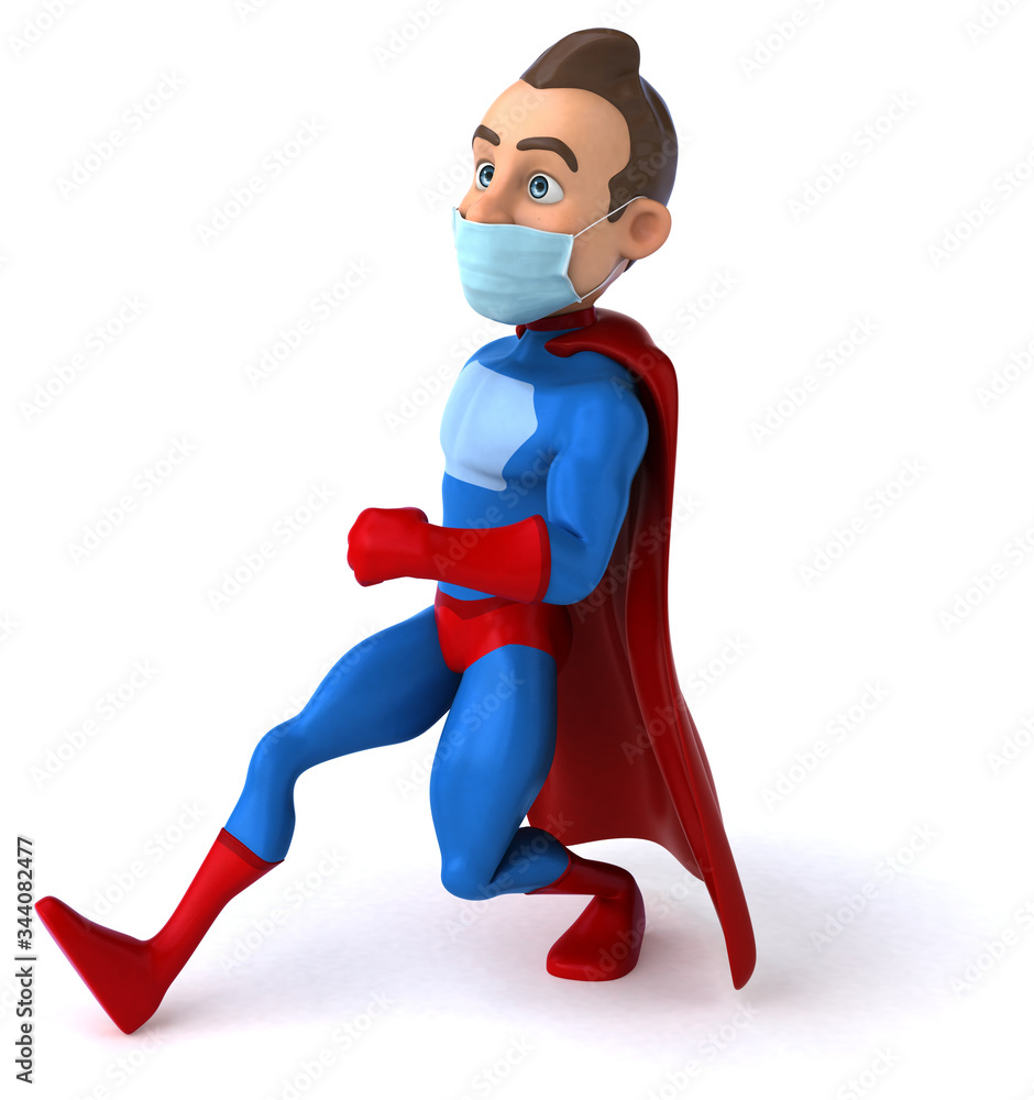 3D illustration of a cartoon character with a mask 3D illustration of a cartoon character with a mask
