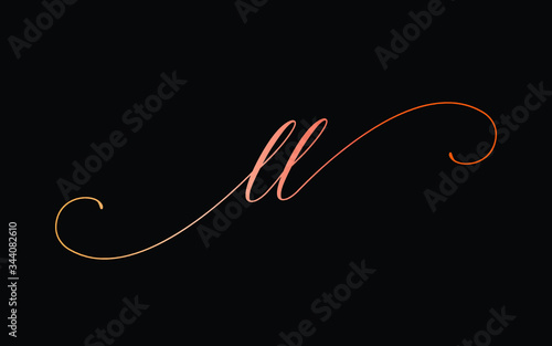 ll or l Lowercase Cursive Letter Initial Logo Design, Vector Template photo