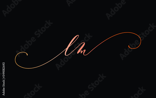lm or l, m Lowercase Cursive Letter Initial Logo Design, Vector Template