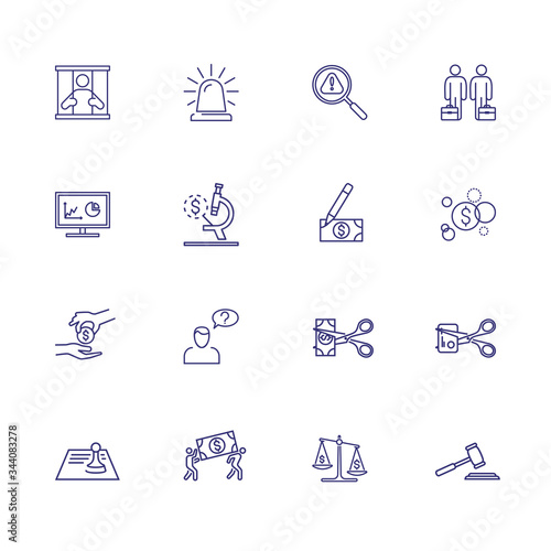 Financial losses line icon set. Robbery, economic bubble, credit card cutting. Finance concept. Can be used for topics like crime, fraud, bankruptcy