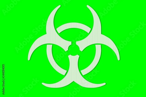 Biohazard sign on a green background.